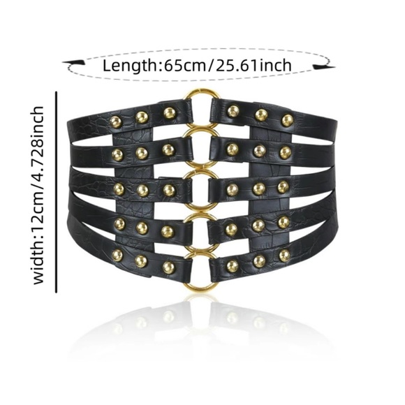 Women's Punk Style Rivet & O-ring
Decorated Wide Belt - Picture 5 of 5